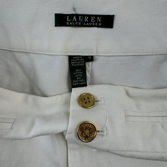Lauren Ralph Lauren White Womens Capri's Size 16 side slit LRL EUC - Picture 5 of 9